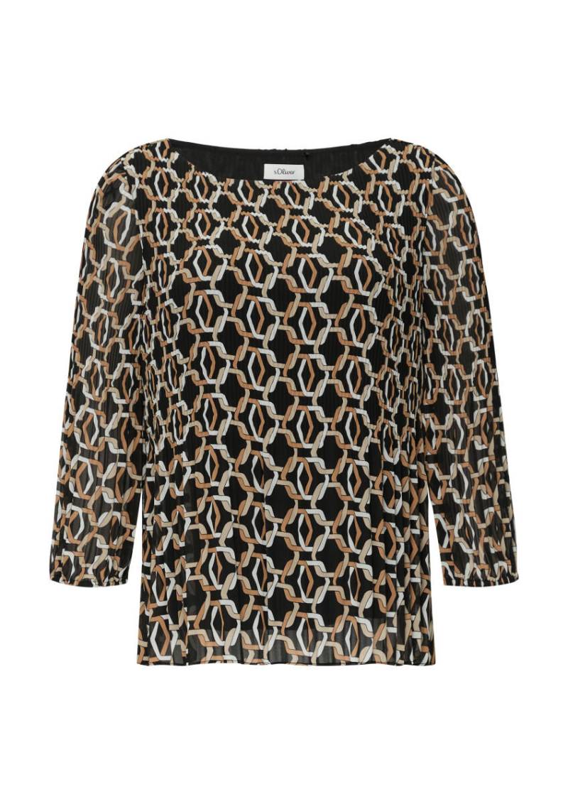 s.Oliver BLACK LABEL - Chiffonbluse mit 3/4-Arm braun/schwarz - Gr. - 36 von s.Oliver BLACK LABEL