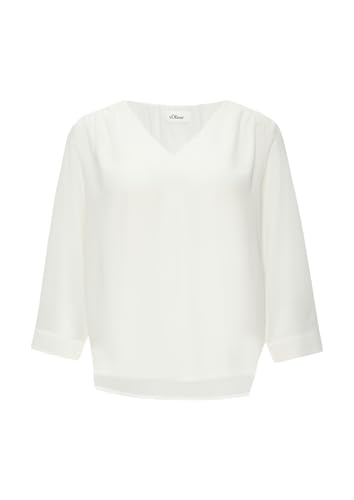 s.Oliver BLACK LABEL Chiffonbluse mit Raffung an der Schulter und transparenten Ärmeln Creme 38 von s.Oliver BLACK LABEL