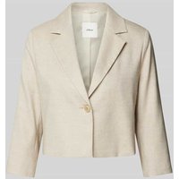 s.Oliver BLACK LABEL Cropped Blazer mit Leinen-Anteil in Melange-Optik in Beige, Größe 44 von s.Oliver BLACK LABEL