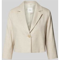 s.Oliver BLACK LABEL Cropped Blazer mit Leinen-Anteil in Melange-Optik in Beige, Größe 46 von s.Oliver BLACK LABEL