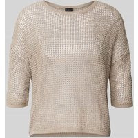 s.Oliver BLACK LABEL Cropped Strickshirt aus Baumwoll-Mix in Beige, Größe M von s.Oliver BLACK LABEL