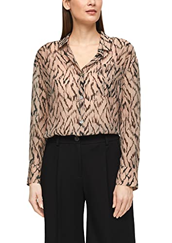 s.Oliver BLACK LABEL Damen 150.10.104.10.100.2100400 Bluse, beige AOP, 36 von s.Oliver BLACK LABEL