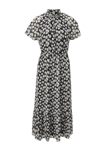 s.Oliver BLACK LABEL Damen 2141549 Maxi Kleid mit Allover Print, schwarz|weiß 99B0, 40 von s.Oliver BLACK LABEL