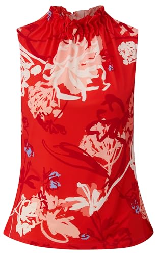 s.Oliver BLACK LABEL Damen 2142918 Jerseybluse ärmellos mit Allover Print, rot 30A2, 36 von s.Oliver BLACK LABEL