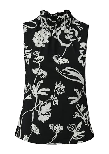 s.Oliver BLACK LABEL Damen 2142918 Jerseybluse ärmellos mit Allover Print, schwarz 99A1, 44 von s.Oliver BLACK LABEL