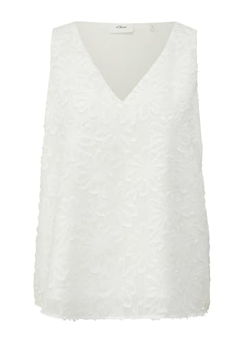 s.Oliver BLACK LABEL Damen 2145039 Blusentop mit Musterstruktur, Creme 0200, 46 von s.Oliver BLACK LABEL