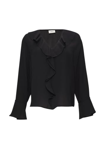 s.Oliver BLACK LABEL Volantbluse mit V-Ausschnitt schwarz 34 von s.Oliver BLACK LABEL
