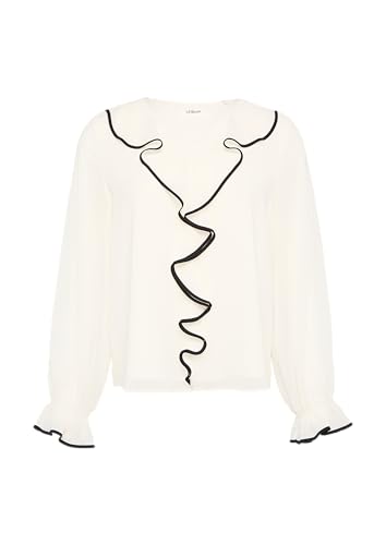 s.Oliver BLACK LABEL Damen 2158586 Chiffon-Bluse mit Rüschen-Besatz, 200, 34 von s.Oliver BLACK LABEL