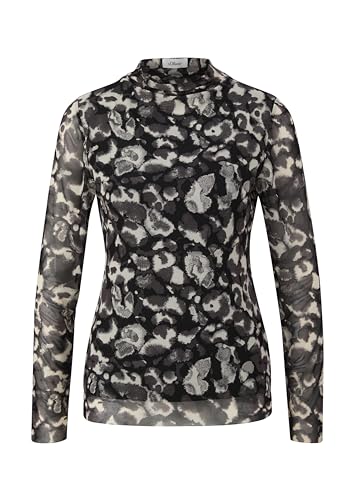 s.Oliver BLACK LABEL Damen Langarmshirt aus Mesh Grey, 38 von s.Oliver BLACK LABEL