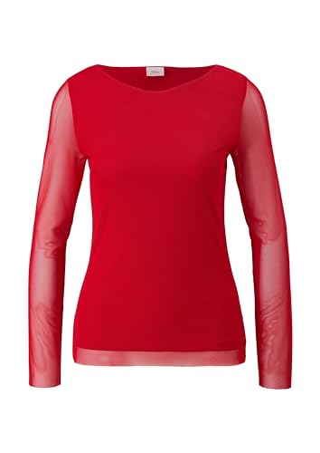 s.Oliver BLACK LABEL Damen Langarmshirt aus Mesh RED, 42 von s.Oliver BLACK LABEL