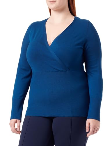 s.Oliver BLACK LABEL Damen Pullover in Wickeloptik Blue Green 36 von s.Oliver BLACK LABEL