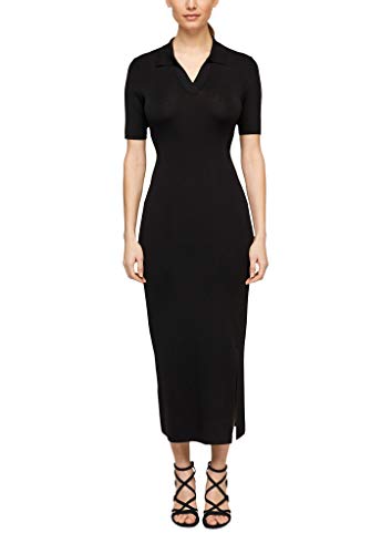s.Oliver BLACK LABEL Damen Schmales Strickkleid mit Polokragen True Black 38 von s.Oliver BLACK LABEL