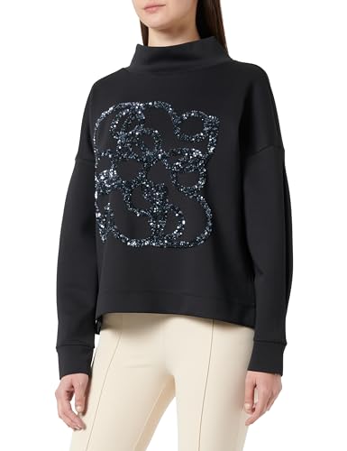 s.Oliver BLACK LABEL Damen Sweatshirt mit Pailletten-Artwork Black, 36 von s.Oliver BLACK LABEL