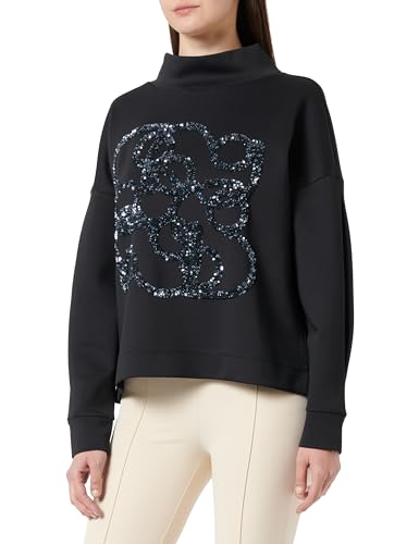 s.Oliver BLACK LABEL Damen Sweatshirt mit Pailletten-Artwork Black, 42 von s.Oliver BLACK LABEL