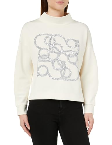 s.Oliver BLACK LABEL Damen Sweatshirt mit Pailletten-Artwork White, 38 von s.Oliver BLACK LABEL