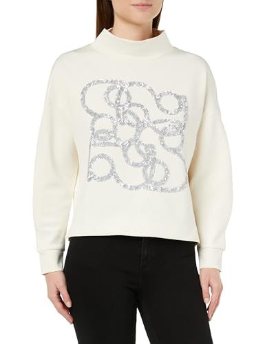 s.Oliver BLACK LABEL Damen Sweatshirt mit Pailletten-Artwork White, 40 von s.Oliver BLACK LABEL