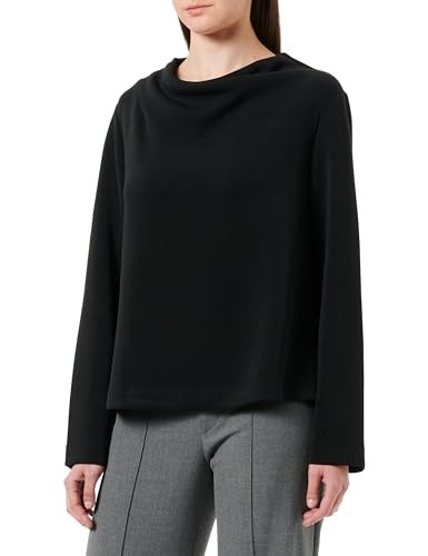 s.Oliver BLACK LABEL Damen Sweatshirt mit Wasserfall Kragen Black, 40 von s.Oliver BLACK LABEL