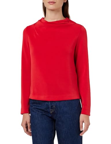 s.Oliver BLACK LABEL Damen Sweatshirt mit Wasserfall Kragen RED, 38 von s.Oliver BLACK LABEL