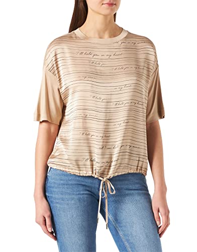 s.Oliver BLACK LABEL Damen T-shirt Kurzarm Loose Fit T Shirt, Beige Panneau, 34 EU von s.Oliver BLACK LABEL