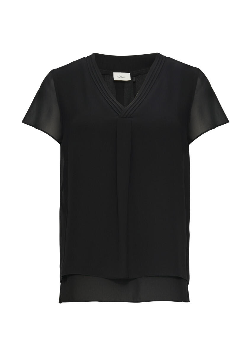 s.Oliver BLACK LABEL - Doppellagige Bluse aus Chiffon schwarz - Gr. - 34 von s.Oliver BLACK LABEL