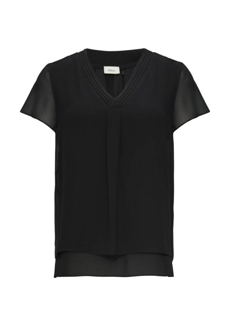 s.Oliver BLACK LABEL - Doppellagige Bluse aus Chiffon schwarz - Gr. - 48 von s.Oliver BLACK LABEL