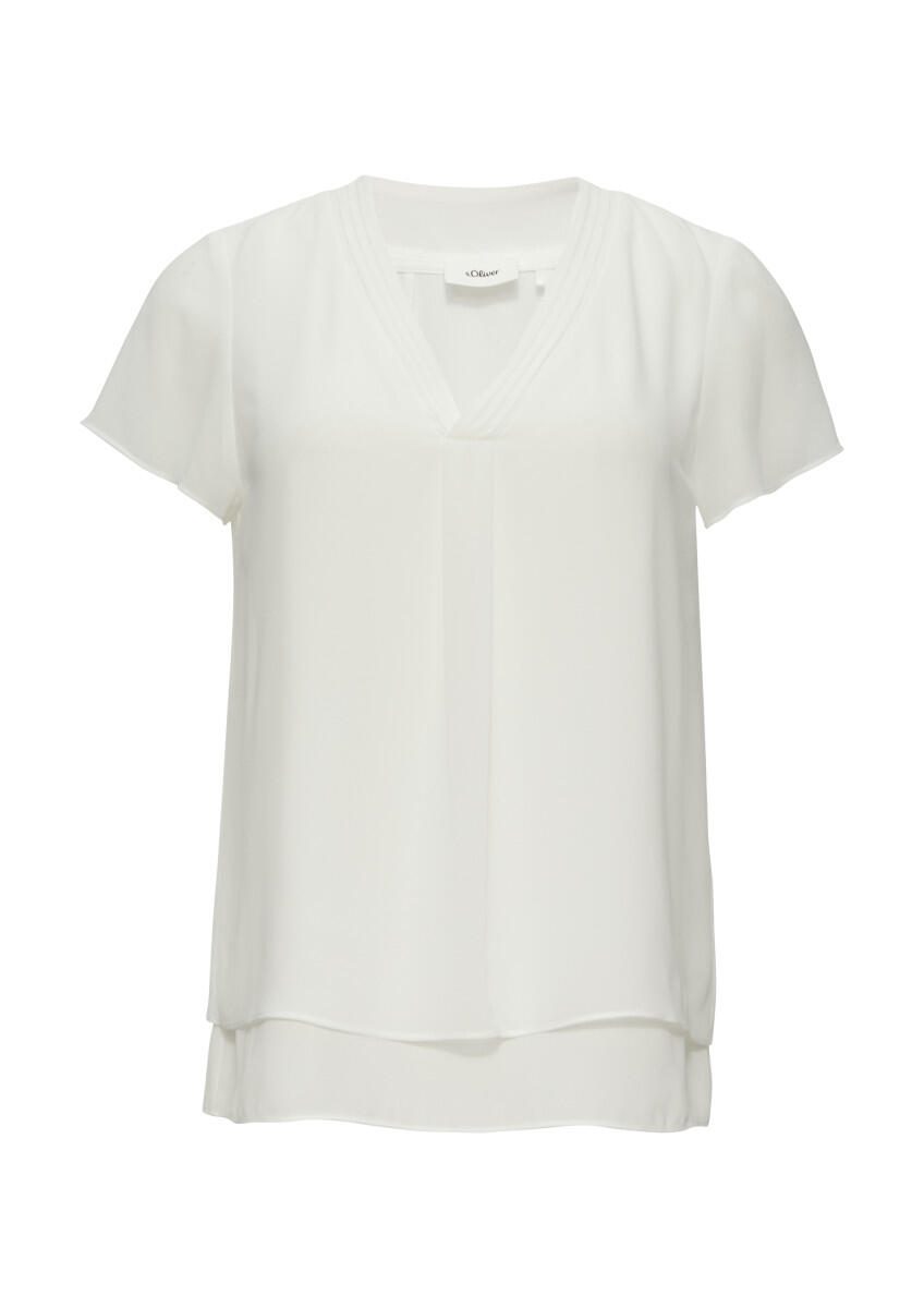 s.Oliver BLACK LABEL - Doppellagige Bluse aus Chiffon weiß - Gr. - 34 von s.Oliver BLACK LABEL