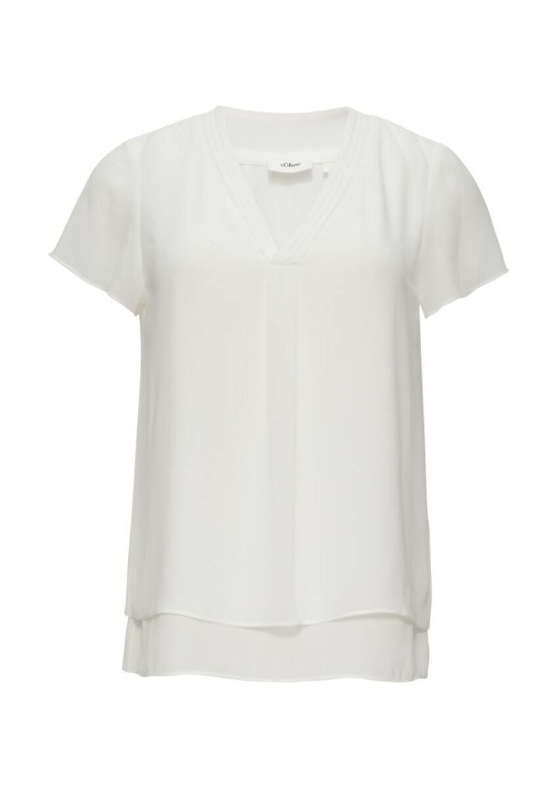 s.Oliver BLACK LABEL - Doppellagige Bluse aus Chiffon weiß - Gr. - 34 von s.Oliver BLACK LABEL
