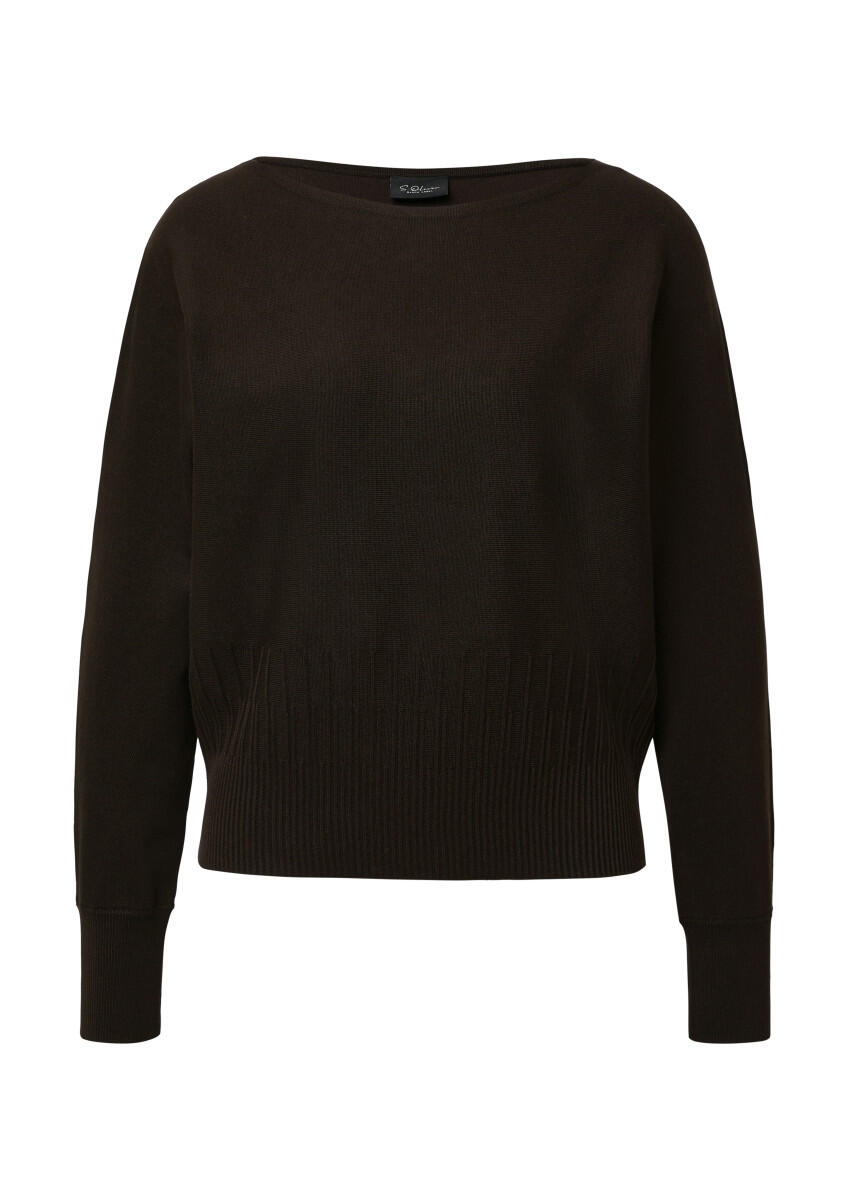 s.Oliver BLACK LABEL - Feinstrick-Pullover mit Strukturmuster am Saum braun - Gr. - 34 von s.Oliver BLACK LABEL