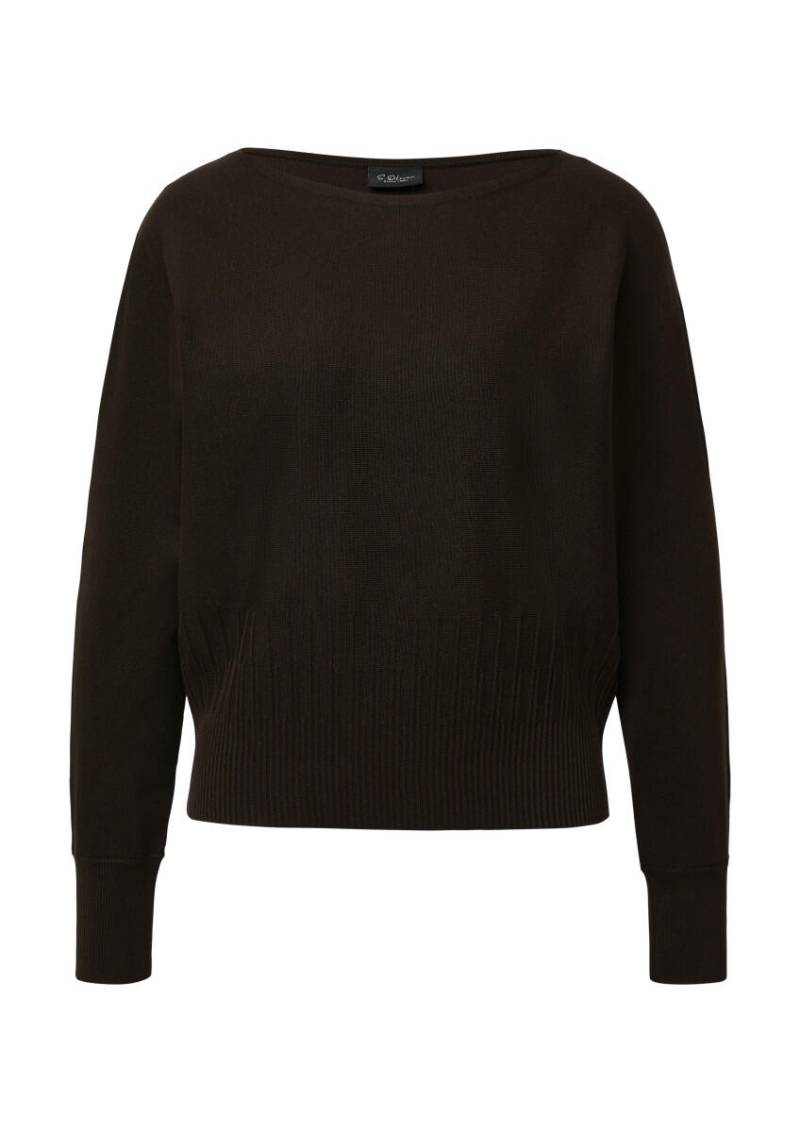 s.Oliver BLACK LABEL - Feinstrick-Pullover mit Strukturmuster am Saum braun - Gr. - 34 von s.Oliver BLACK LABEL