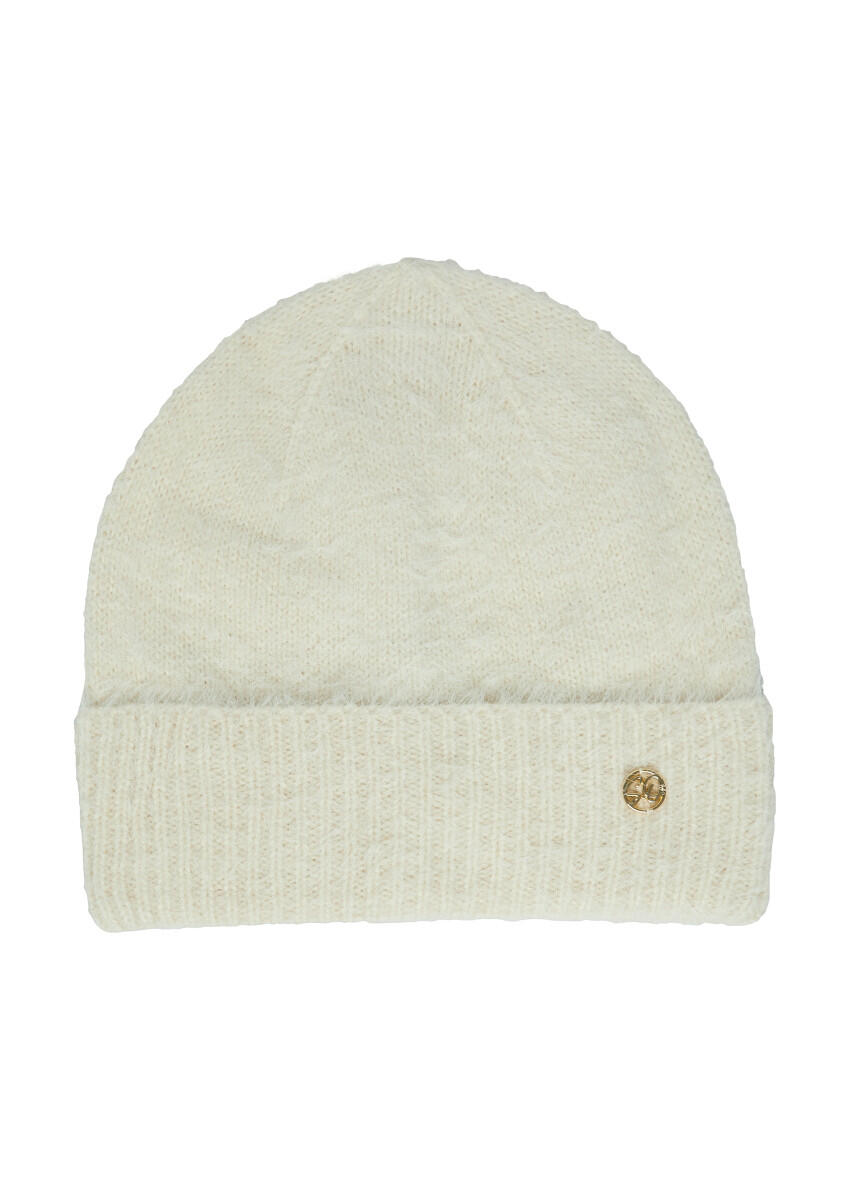 s.Oliver BLACK LABEL - Flauschige Mütze mit Umschlag beige - Gr. - 1 von s.Oliver BLACK LABEL