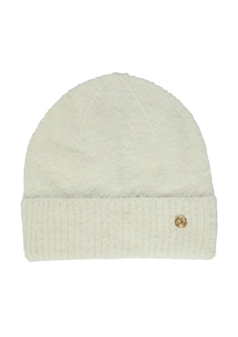 s.Oliver BLACK LABEL - Flauschige Mütze mit Umschlag beige - Gr. - 1 von s.Oliver BLACK LABEL