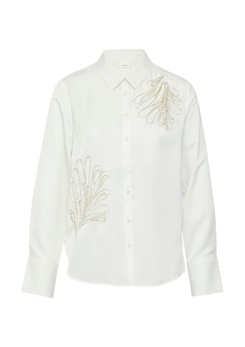 s.Oliver BLACK LABEL Fließende Hemdbluse mit Schmuckperlen-Applikation Creme 44 von s.Oliver BLACK LABEL