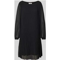 s.Oliver BLACK LABEL Fließendes Langarmkleid aus plissiertem Chiffon in Black, Größe 44 von s.Oliver BLACK LABEL