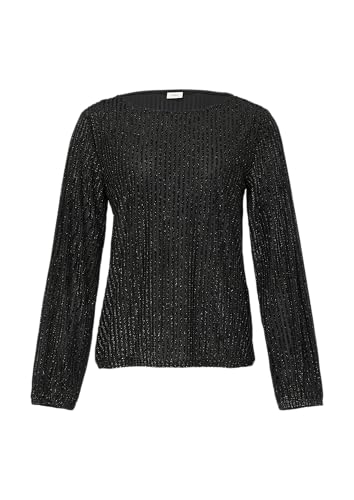 s.Oliver BLACK LABEL Fließendes Langarmshirt mit Glitzerstreifen schwarz 48 von s.Oliver BLACK LABEL