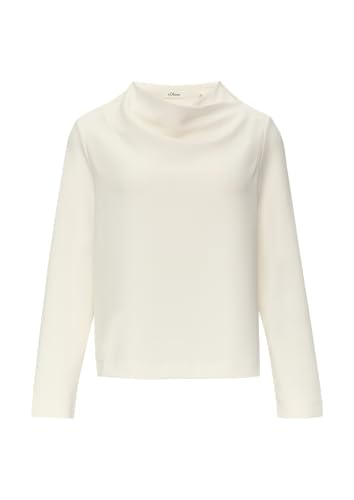 s.Oliver BLACK LABEL Fließendes Langarmshirt mit Wasserfall-Kragen Creme 46 von s.Oliver BLACK LABEL