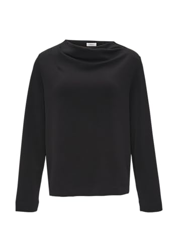 s.Oliver BLACK LABEL Fließendes Langarmshirt mit Wasserfall-Kragen schwarz 40 von s.Oliver BLACK LABEL