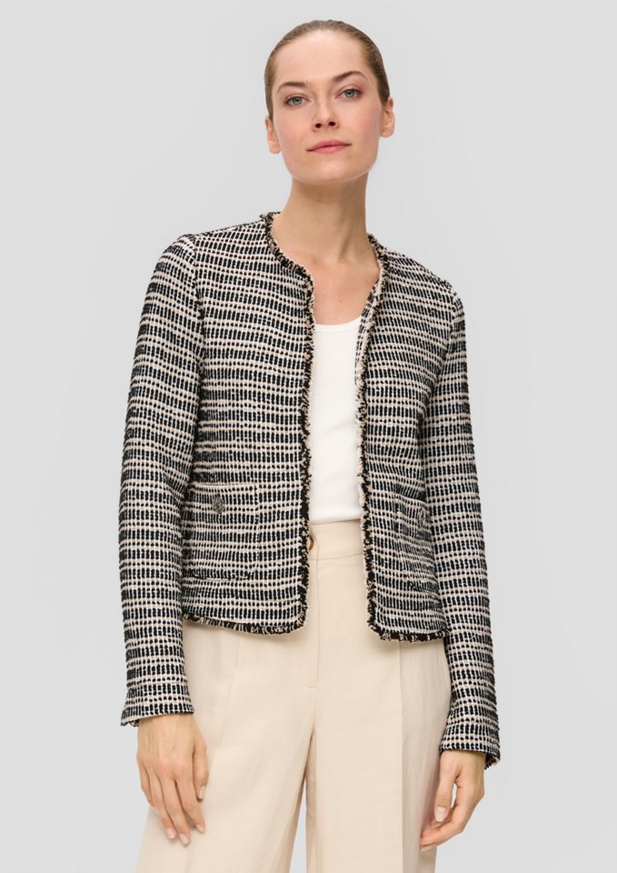 s.Oliver BLACK LABEL Funktionsjacke Kurze Jacke in Bouclé-Optik mit Fransenkante von s.Oliver BLACK LABEL