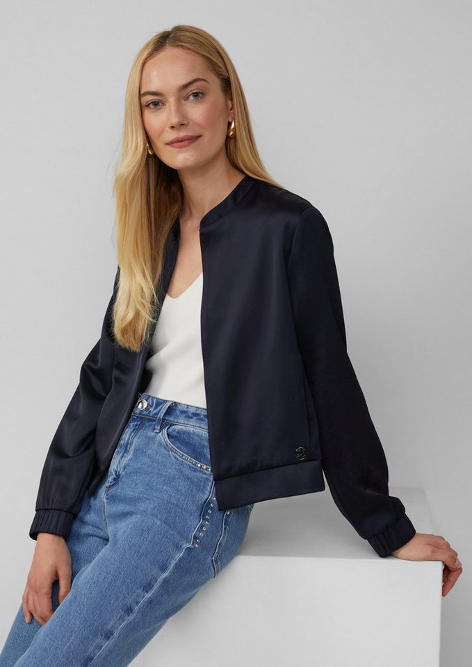 s.Oliver BLACK LABEL Funktionsjacke Offener Satinblouson mit Elastikbund von s.Oliver BLACK LABEL