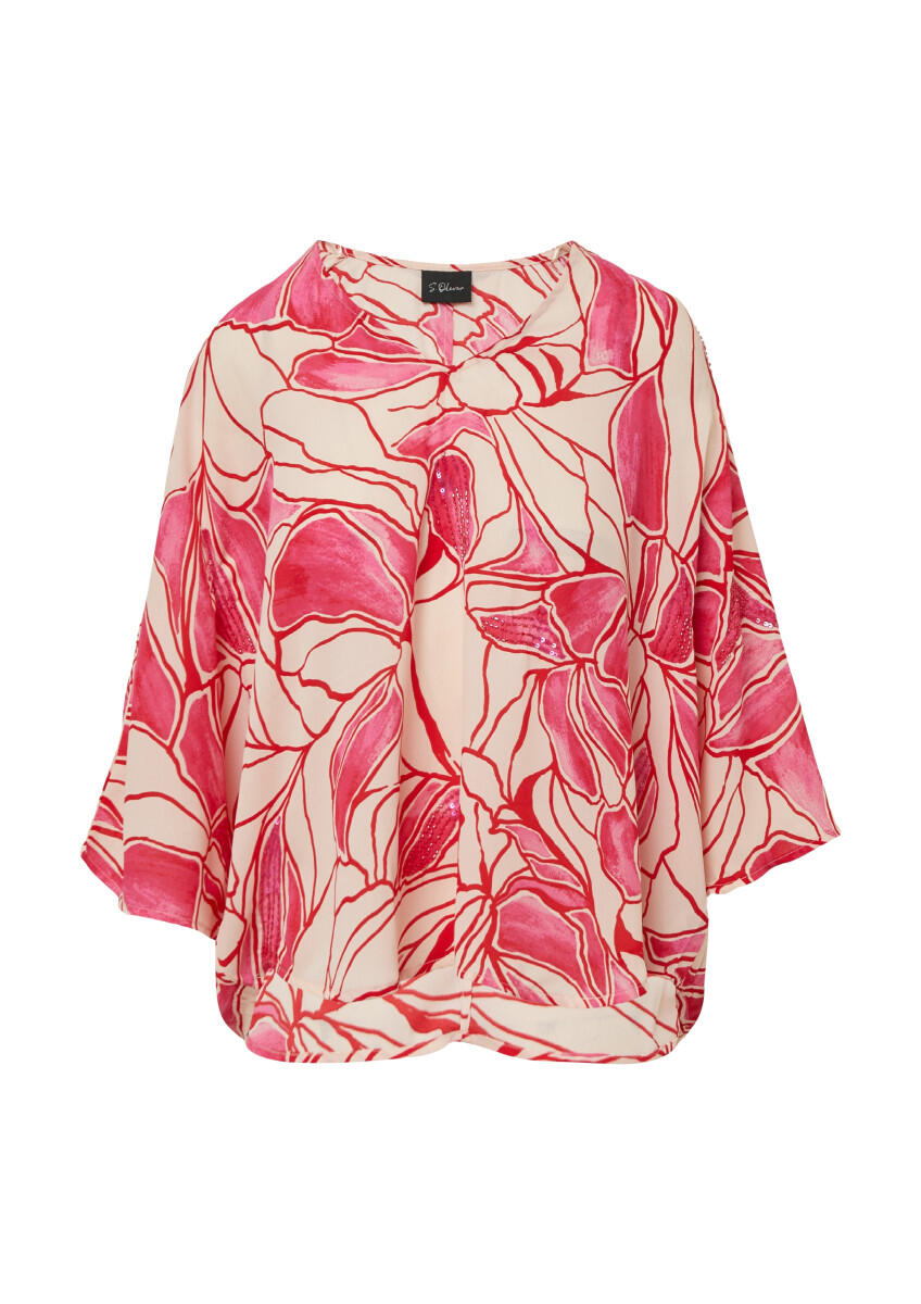 s.Oliver BLACK LABEL - Gemusterte Loose-Fit-Bluse beige/pink - Gr. - 44 von s.Oliver BLACK LABEL