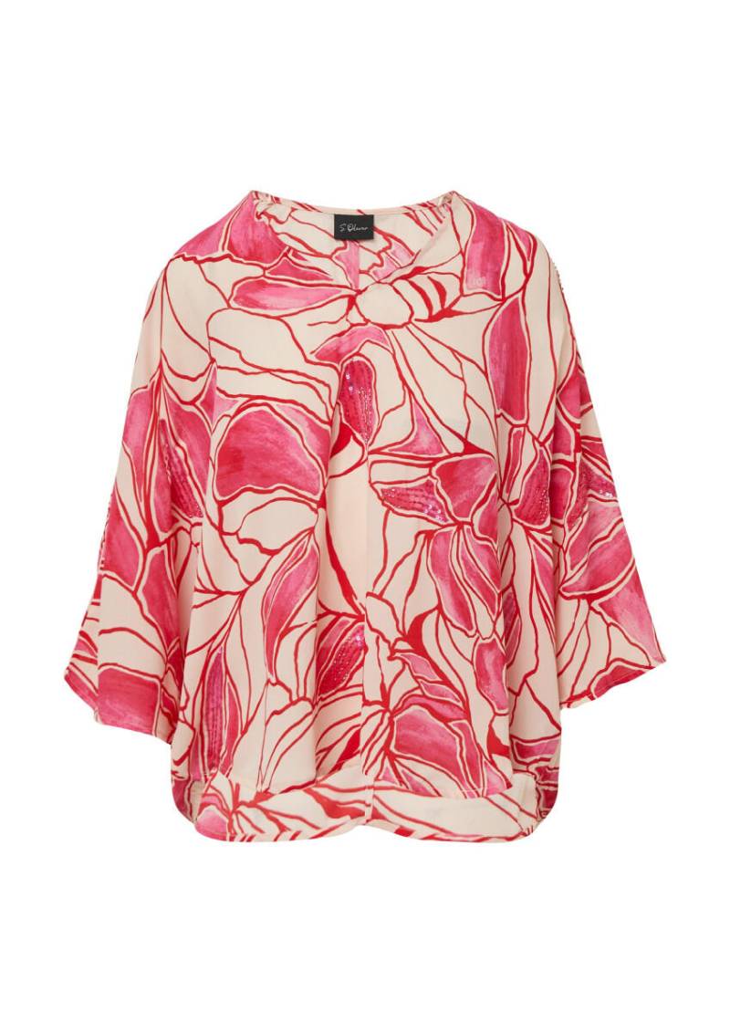 s.Oliver BLACK LABEL - Gemusterte Loose-Fit-Bluse beige/pink - Gr. - 44 von s.Oliver BLACK LABEL