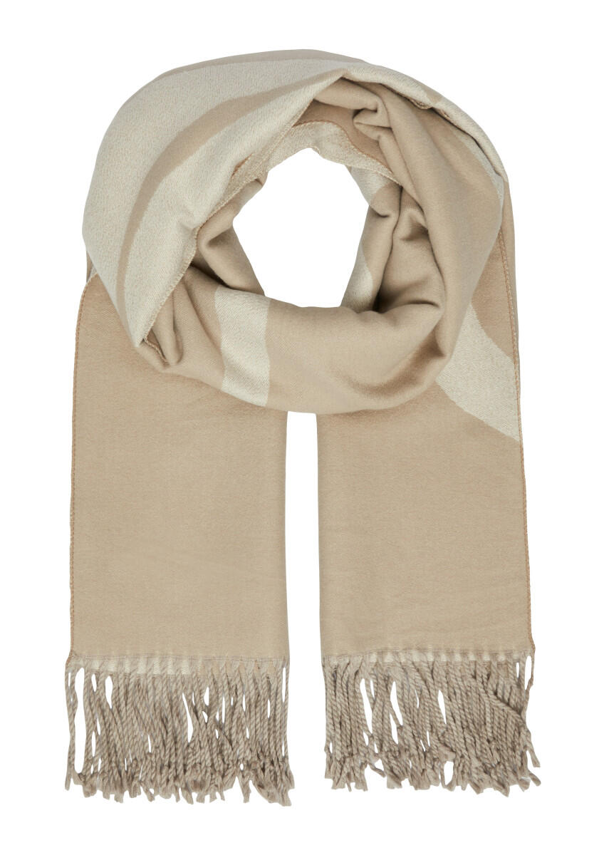 s.Oliver BLACK LABEL - Gemusterter Strickschal mit Fransen beige - Gr. - ONE SIZE von s.Oliver BLACK LABEL