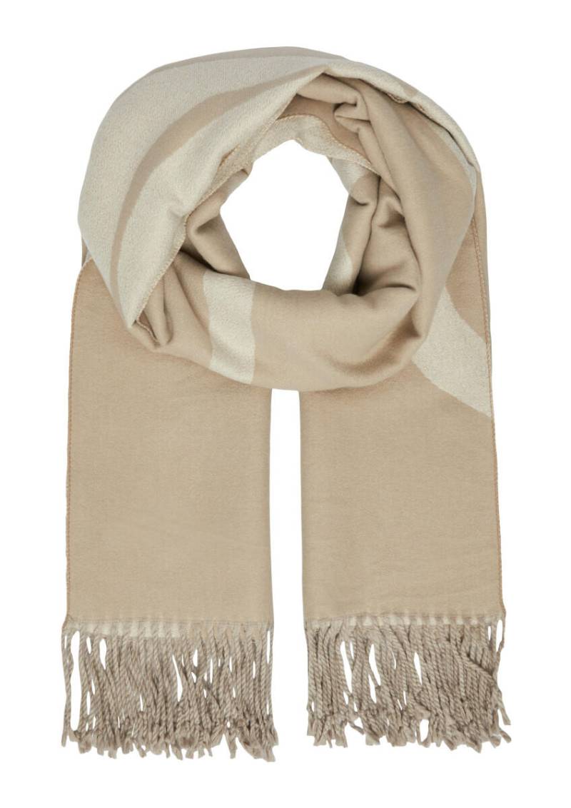 s.Oliver BLACK LABEL - Gemusterter Strickschal mit Fransen beige - Gr. - ONE SIZE von s.Oliver BLACK LABEL