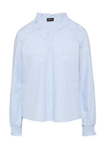 s.Oliver BLACK LABEL Gestreifte Baumwollbluse mit Smok-Details weiß 42 von s.Oliver BLACK LABEL