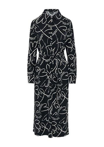 s.Oliver BLACK LABEL Hemdblusenkleid aus Jersey mit Bindegürtel und Herz-Print Navy 38 von s.Oliver BLACK LABEL