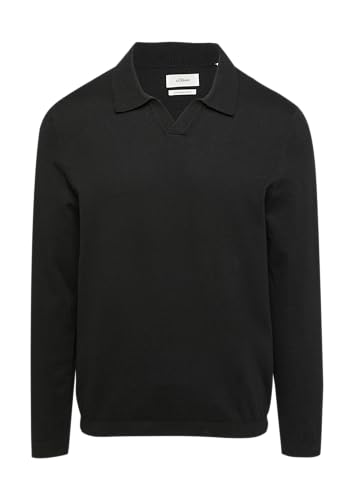 s.Oliver BLACK LABEL Strickpullover mit Polokragen und Seide schwarz M von s.Oliver BLACK LABEL