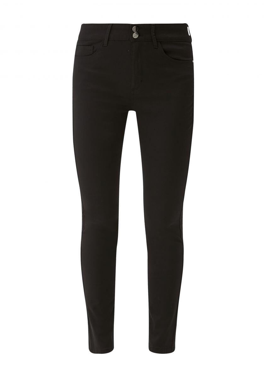s.Oliver BLACK LABEL - High Rise-Hose aus Baumwollsatin schwarz - Gr. - 40/32 von s.Oliver BLACK LABEL