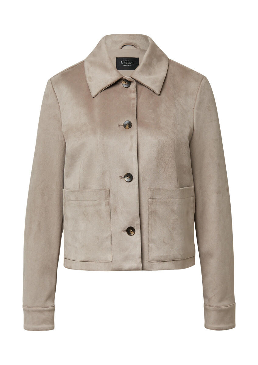 s.Oliver BLACK LABEL - Jacke in Veloursleder-Optik braun - Gr. - 42 von s.Oliver BLACK LABEL