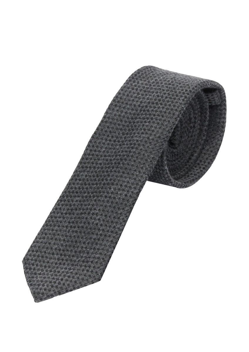 s.Oliver BLACK LABEL - Jacquard-Krawatte in Woll-Optik grau - Gr. - 1 von s.Oliver BLACK LABEL