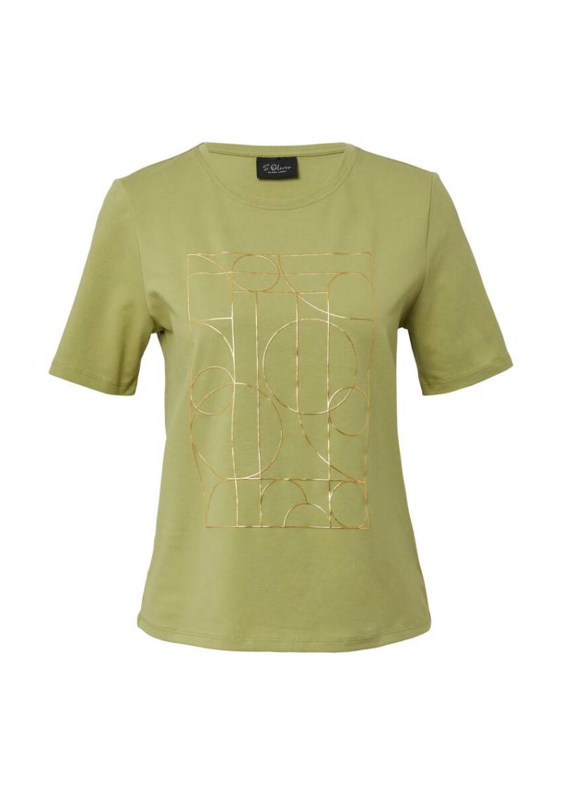 s.Oliver BLACK LABEL - Jersey-T-Shirt mit Frontprint grün - Gr. - 38 von s.Oliver BLACK LABEL