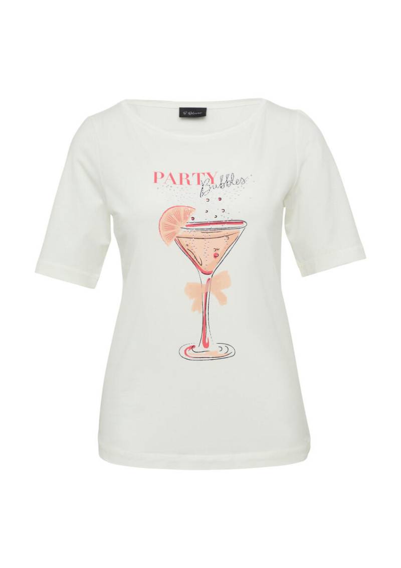 s.Oliver BLACK LABEL - Jersey-T-Shirt mit Schmucksteinen weiß - Gr. - 40 von s.Oliver BLACK LABEL